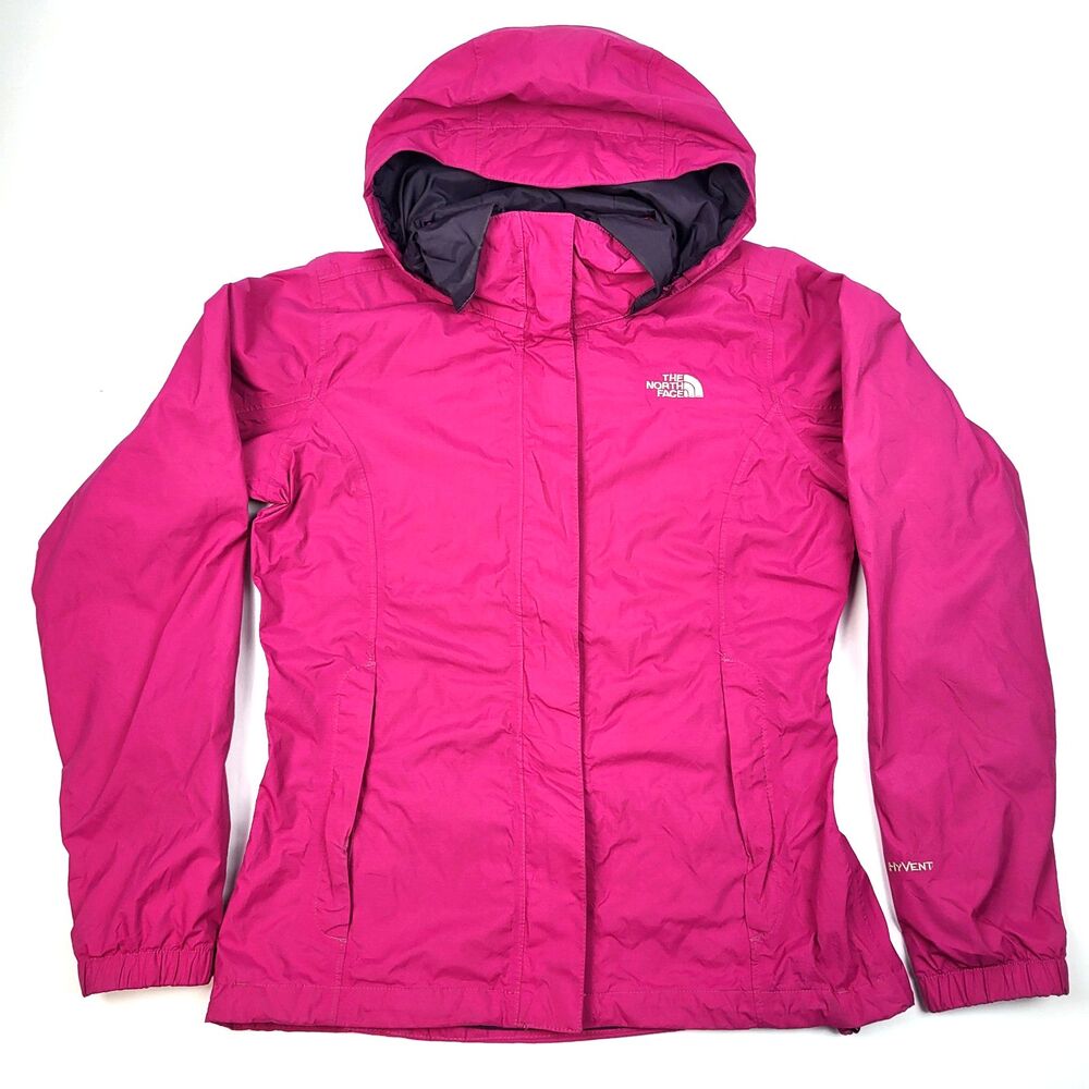 The North Face Hyvent Windbreaker Jacket Dark Pink Vented Hooded Size S